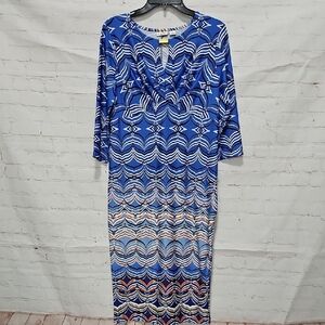 Cato Blue and White Long Sleeve Dress